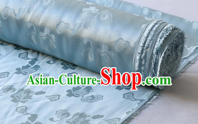 Asian Chinese Hanfu Satin Cloth Traditional Pattern Design Mulberry Silk Fabric Light Blue Silk Drapery