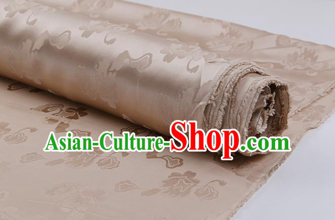 Khaki Asian Chinese Silk Drapery Traditional Pattern Design Mulberry Silk Fabric Hanfu Satin Cloth