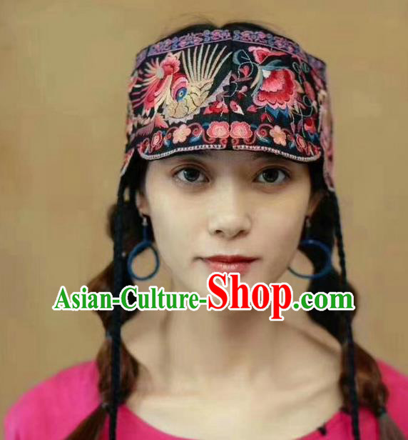 China National Individuality Hair Accessories Handmade Ethnic Embroidered Cap Flax Headband