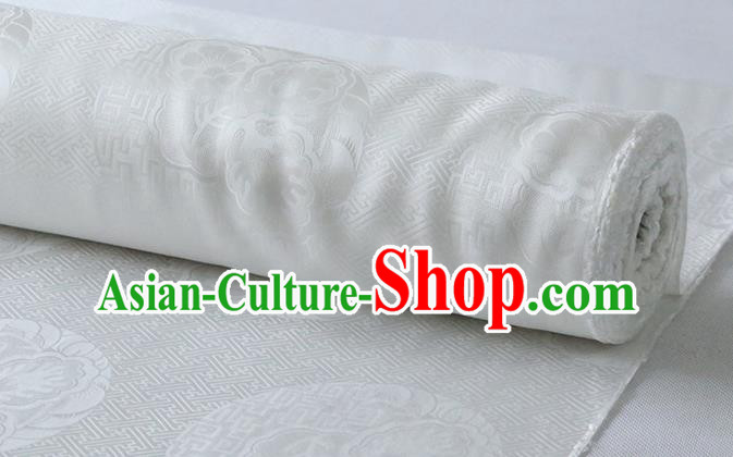 Chinese Traditional Cheongsam Cloth Fabric Classical Royal Pattern White Silk Drapery