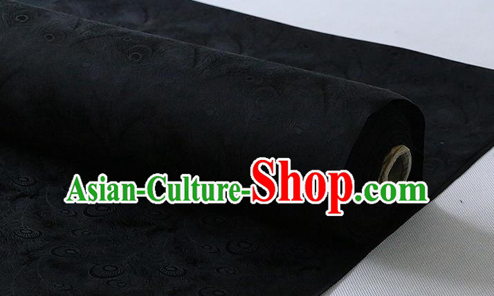 Chinese Classical Phoenix Feather Pattern Silk Drapery Cheongsam Jacquard Cloth Traditional Black Silk Fabric