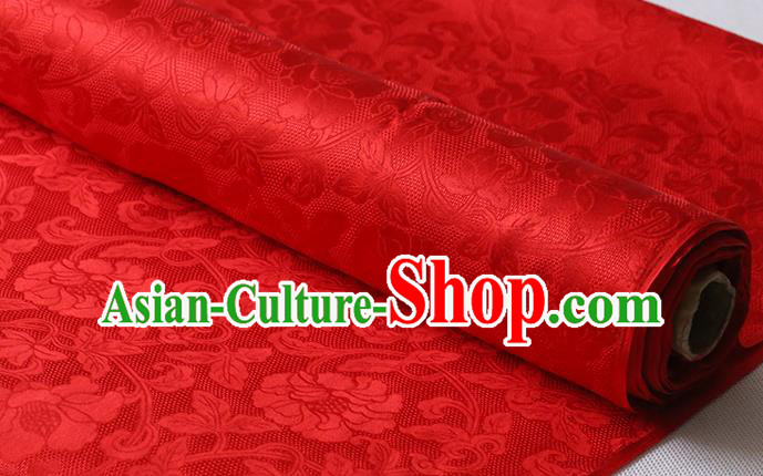 Chinese Classical Twine Rose Pattern Silk Drapery Red Silk Fabric Cheongsam Traditional Jacquard Cloth