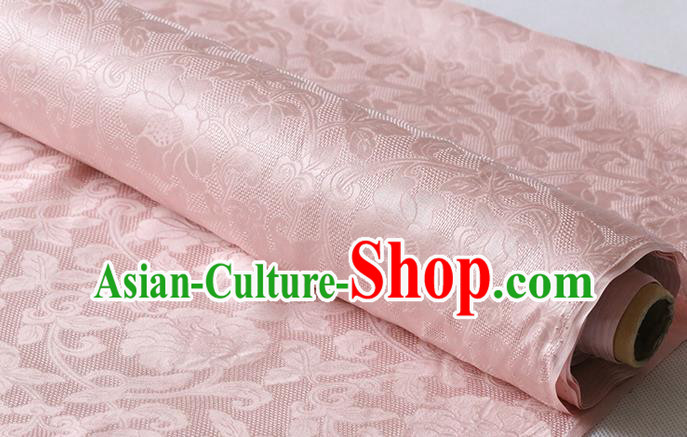 Chinese Pink Damask Classical Twine Rose Pattern Silk Drapery Cheongsam Traditional Jacquard Cloth Fabric