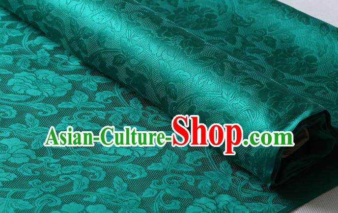 Chinese Classical Twine Rose Pattern Silk Drapery Cheongsam Traditional Jacquard Cloth Fabric Green Damask