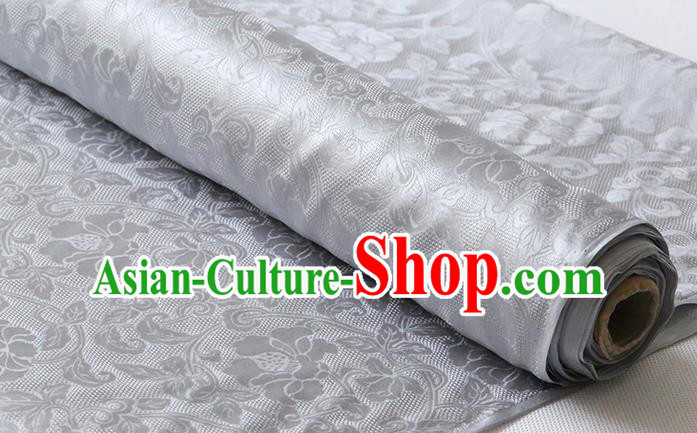 Chinese Cheongsam Traditional Jacquard Cloth Grey Damask Fabric Classical Twine Rose Pattern Silk Drapery