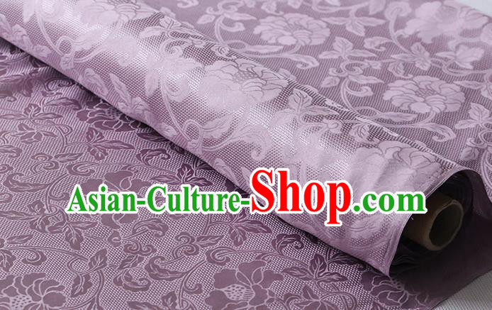 Chinese Classical Twine Rose Pattern Jacquard Cloth Traditional Cheongsam Silk Drapery Violet Damask Fabric