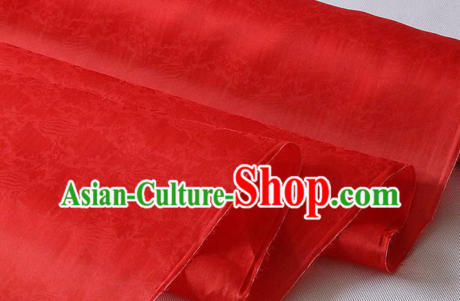 Chinese Organza Fabric Cheongsam Classical Phoenix Peony Pattern Silk Drapery Traditional Red Jacquard Damask Cloth