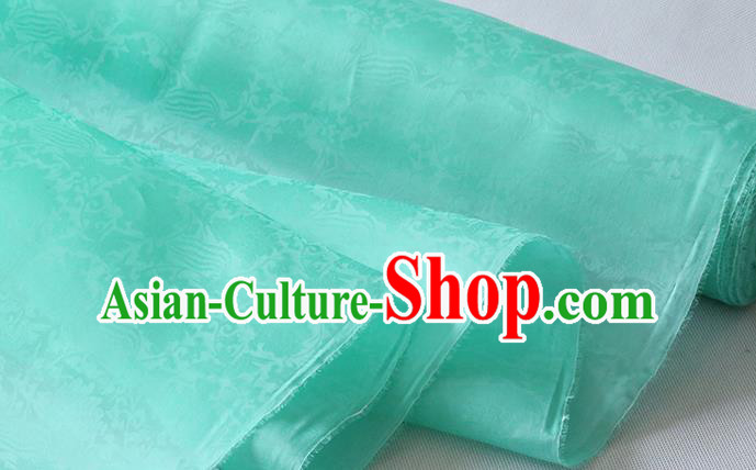 Chinese Jacquard Cloth Classical Phoenix Peony Pattern Light Green Silk Drapery Damask Traditional Hanfu Dress Organza Fabric