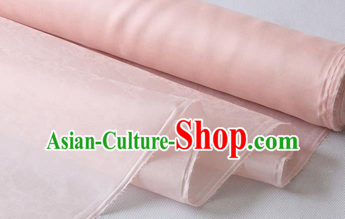 Chinese Traditional Hanfu Dress Organza Fabric Jacquard Cloth Classical Phoenix Peony Pattern Light Pink Silk Drapery Damask