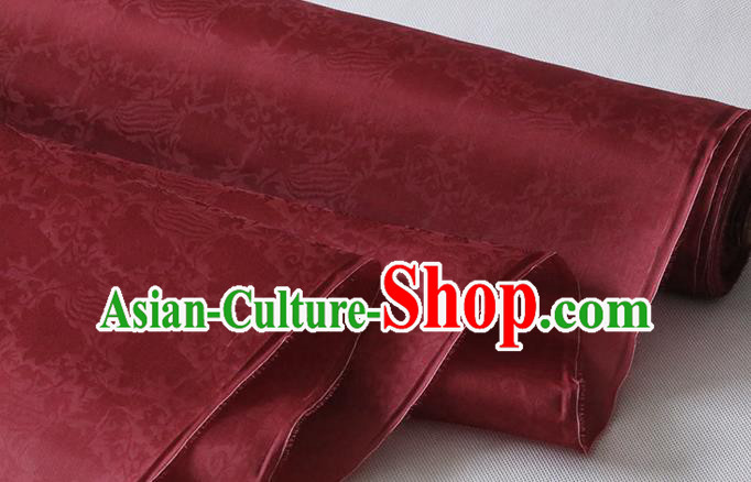 Chinese Purplish Red Silk Drapery Damask Traditional Jacquard Cloth Hanfu Dress Classical Phoenix Peony Pattern Organza Fabric