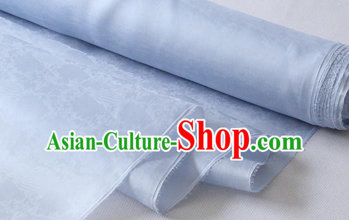 Chinese Traditional Jacquard Cloth Hanfu Dress Classical Phoenix Peony Pattern Organza Fabric Light Blue Silk Drapery Damask