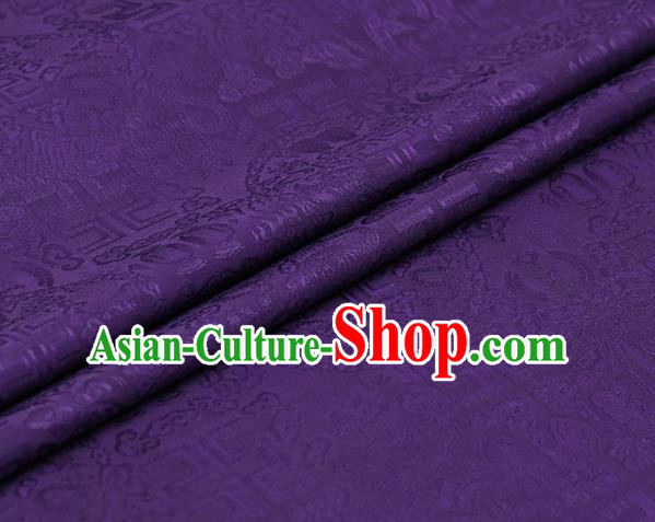 Chinese Classical Auspicious Pattern Purple Silk Drapery Traditional Cheongsam Cloth Weave Satin Fabric