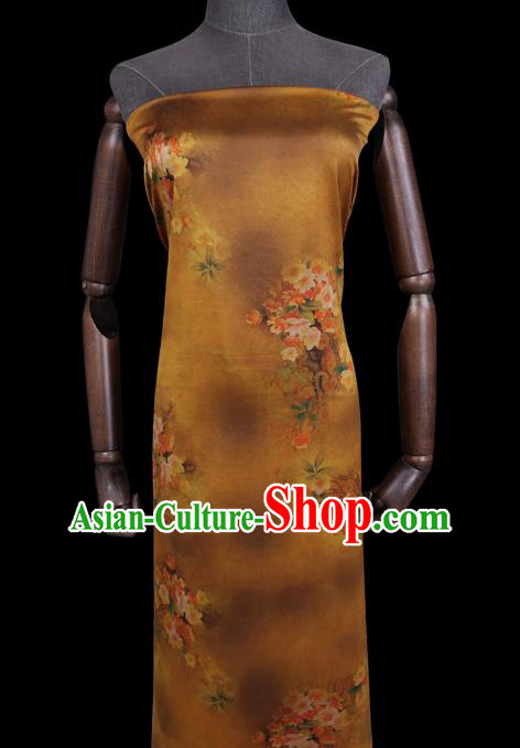 Chinese Classical Pear Blossom Pattern Silk Fabric Traditional Cheongsam Gambiered Guangdong Silk Yellow Watered Gauze