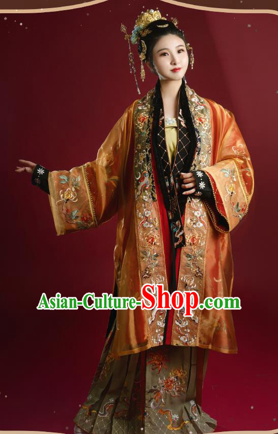 China Traditional Song Dynasty Historical Costumes Ancient Court Empress Embroidered Hanfu Clothing Full Set