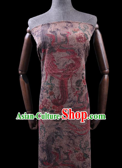 Chinese Classical Phoenix Peony Pattern Silk Drapery Cheongsam Damask Traditional Gambiered Guangdong Gauze Cloth Fabric