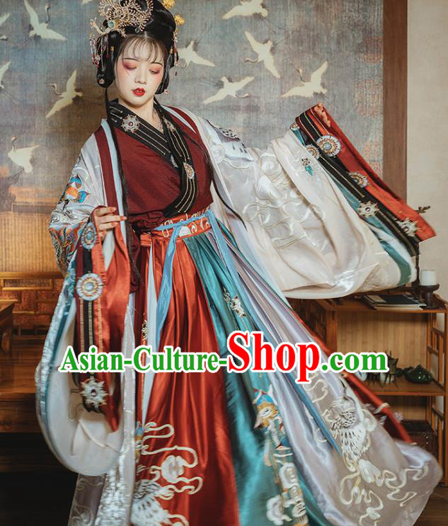 Ancient China Royal Infanta Hanfu Dress Clothing Traditional Jin Dynasty Palace Princess Embroidered Costumes Full Set