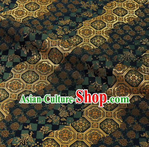 Japanese Traditional Sakura Pattern Design Brocade Nishijin Tapestry Satin Asian Kimono Black Fabric