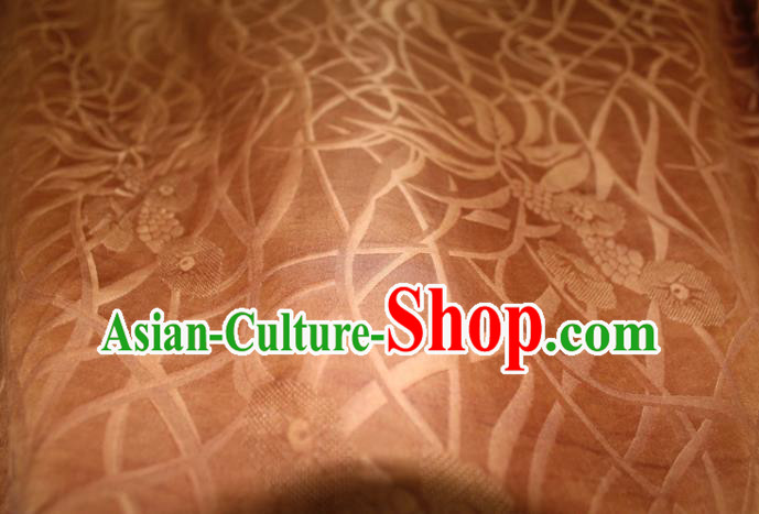 Chinese Classical Grass Pattern Silk Drapery Traditional Cheongsam Fabric Ginger Gambiered Guangdong Gauze