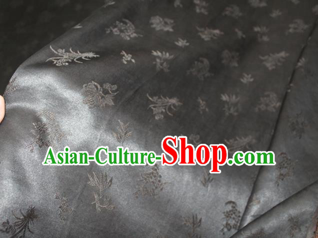 Chinese Classical Plum Orchid Bamboo Chrysanthemum Pattern Silk Drapery Traditional Grey Gambiered Guangdong Gauze Cheongsam Fabric