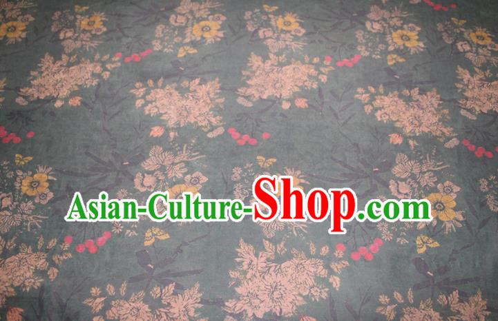 Chinese Classical Crack Pattern Dark Green Silk Drapery Traditional Gambiered Guangdong Gauze Cheongsam Fabric