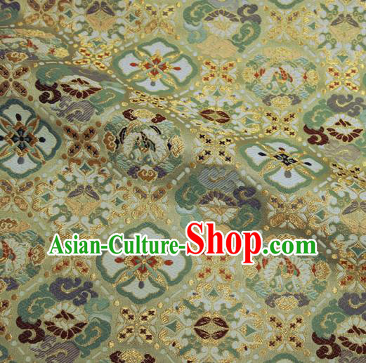 Asian Traditional Dragon Pattern Design Yellow Brocade Nishijin Tapestry Satin Japanese Kimono Cloth Fabric