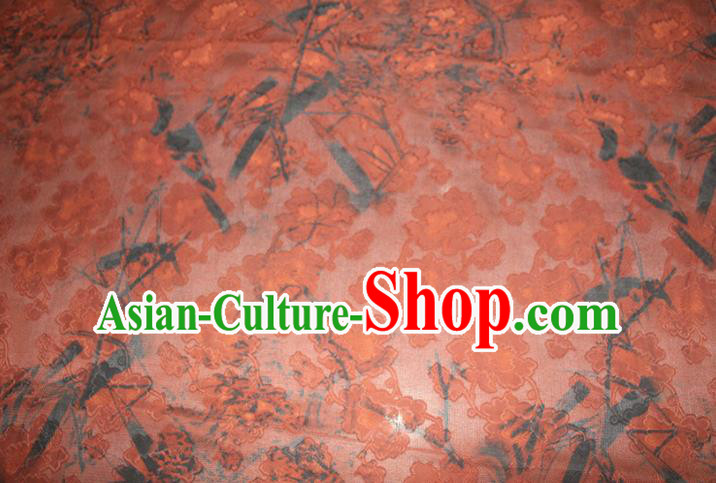 Chinese Classical Bamboo Pattern Silk Drapery Traditional Cheongsam Red Gambiered Guangdong Gauze Fabric