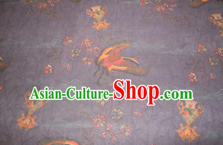 Chinese Cheongsam Nazvy Satin Fabric Traditional Gambiered Guangdong Gauze Classical Wild Goose Pattern Silk Drapery