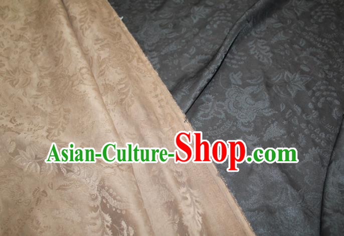 Chinese Cheongsam Satin Fabric Traditional Ginger Gambiered Guangdong Gauze Classical Pattern Silk Drapery