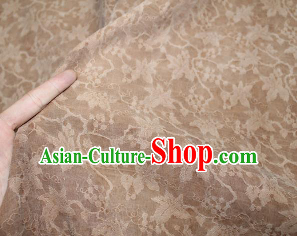 Chinese Classical Grape Pattern Silk Drapery Traditional Cheongsam Gambiered Guangdong Gauze Ginger Silk Fabric