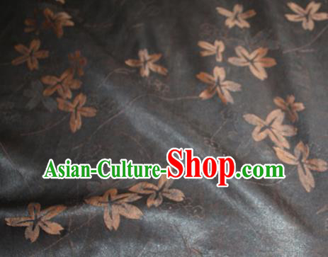 Chinese Classical Clover Pattern Silk Drapery Traditional Cheongsam Gambiered Guangdong Gauze Black Silk Fabric