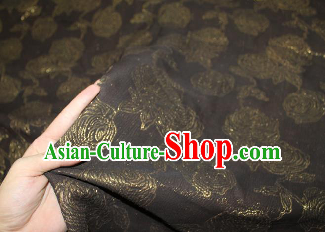 Chinese Classical Gilding Rose Pattern Silk Drapery Black Silk Fabric Traditional Cheongsam Gambiered Guangdong Gauze