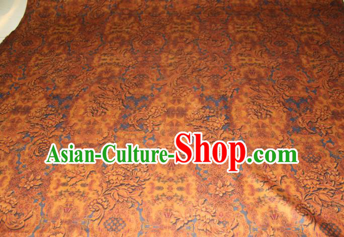 Chinese Classical Pattern Yellow Silk Drapery Traditional Cheongsam Gambiered Guangdong Gauze Silk Fabric