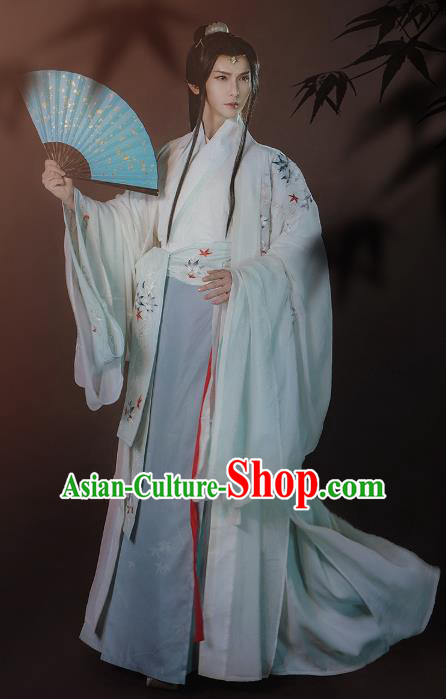 Ancient China Swordsman Clothing Traditional Hanfu Apparels Jin Dynasty Nobility Childe Historical Costumes for Men