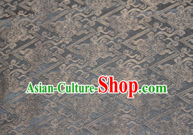 Chinese Traditional Grey Gambiered Guangdong Gauze Cheongsam Satin Fabric Classical Cloud Pattern Silk Drapery