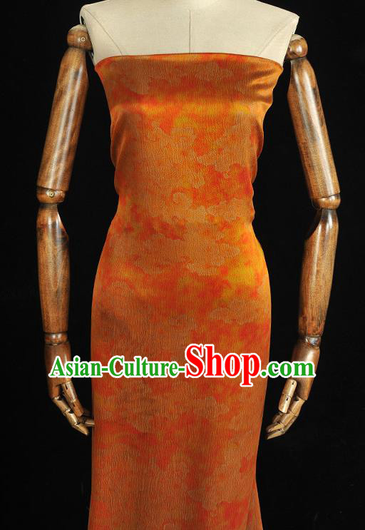 Chinese Classical Pattern Silk Drapery Traditional Gambiered Guangdong Gauze Cheongsam Jacquard Fabric Orange Satin