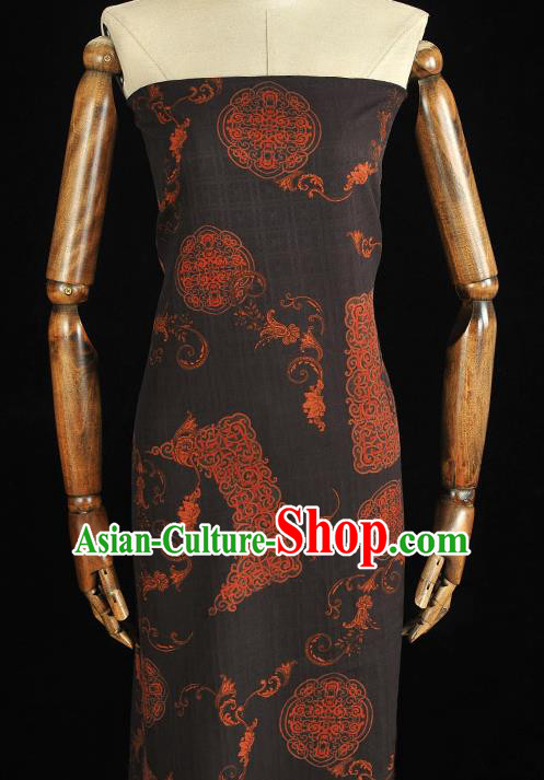 Chinese Traditional Silk Drapery Cheongsam Black Silk Fabric Classical Auspicious Pattern Gambiered Guangdong Gauze