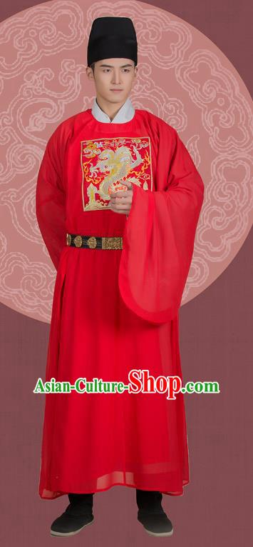 China Ancient Official Embroidered Robe Traditional Ming Dynasty Historical Hanfu Clothing for Men