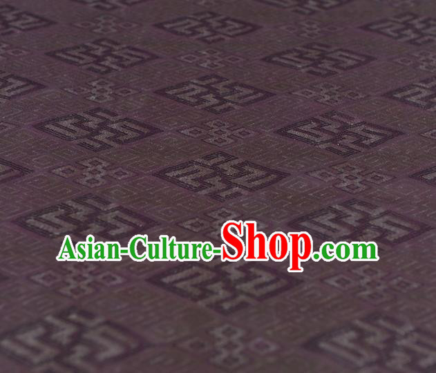 Chinese Purple Gambiered Guangdong Gauze Traditional Cheongsam Cloth Classical Rhombus Pattern Silk Fabric