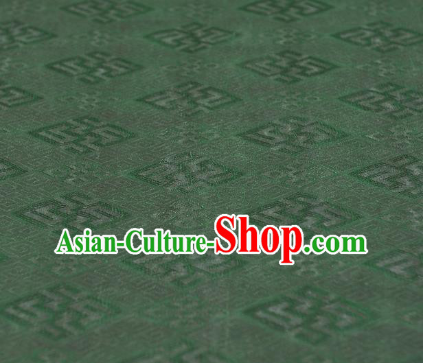 Chinese Traditional Green Silk Fabric Cheongsam Classical Rhombus Pattern Gambiered Guangdong Gauze Cloth