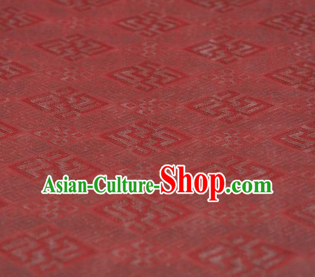 Chinese Cheongsam Classical Rhombus Pattern Gambiered Guangdong Gauze Cloth Traditional Red Silk Fabric