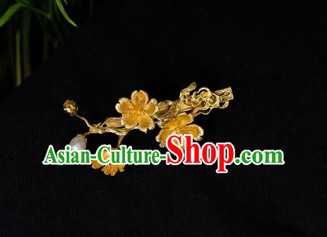 China Ancient Gilding Hair Sticks Hair Accessories Traditional Ming Dynasty Plum Blossom Hairpin