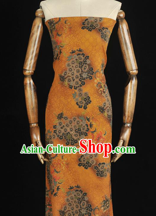 Chinese Classical Apricot Blossom Pattern Cloth Traditional Cheongsam Ginger Silk Fabric Gambiered Guangdong Gauze