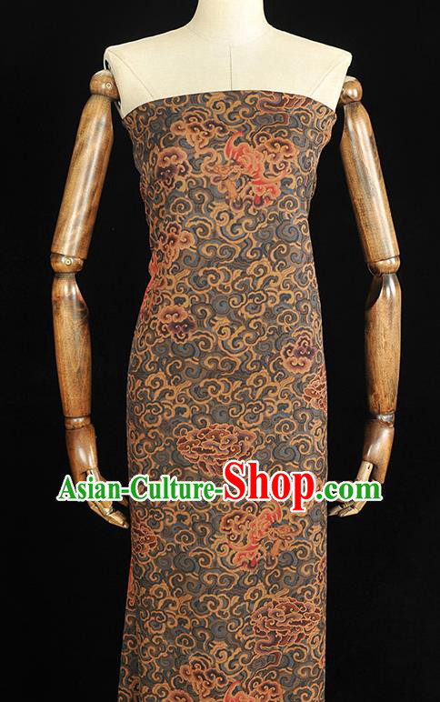 Chinese Cheongsam Grey Gambiered Guangdong Gauze Classical Cloud Bat Pattern Silk Material Traditional Silk Fabric