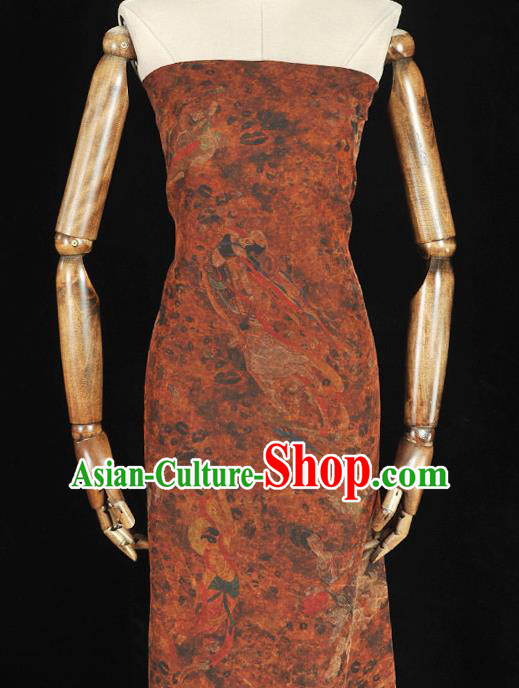 Chinese Brown Gambiered Guangdong Gauze Material Classical Goddess Pattern Silk Fabric Traditional Cheongsam Silk Cloth