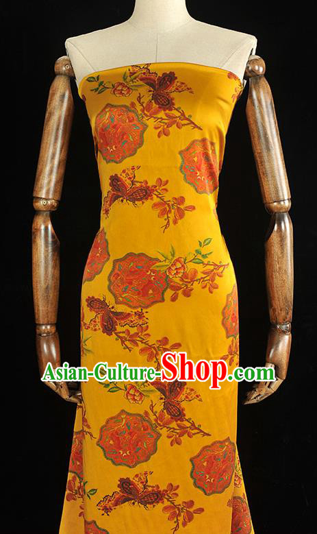 Chinese Traditional Cheongsam Satin Fabric Classical Butterfly Pattern Silk Material