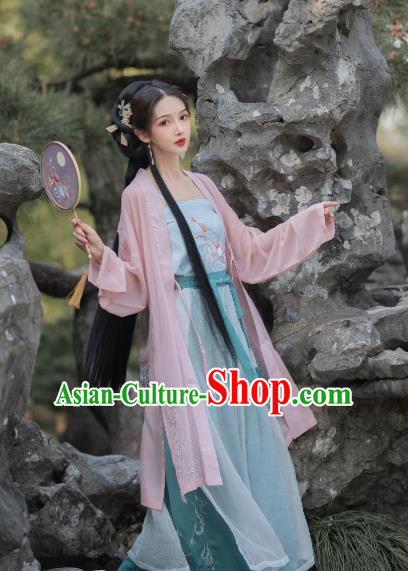 China Ancient Hanfu Dress Traditional Song Dynasty Young Beauty Historical Clothing