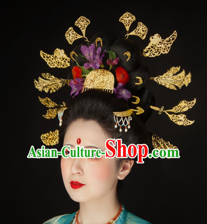 China Tang Dynasty Imperial Concubine Hairpins Ancient Court Woman Hair Accessories Complete Set