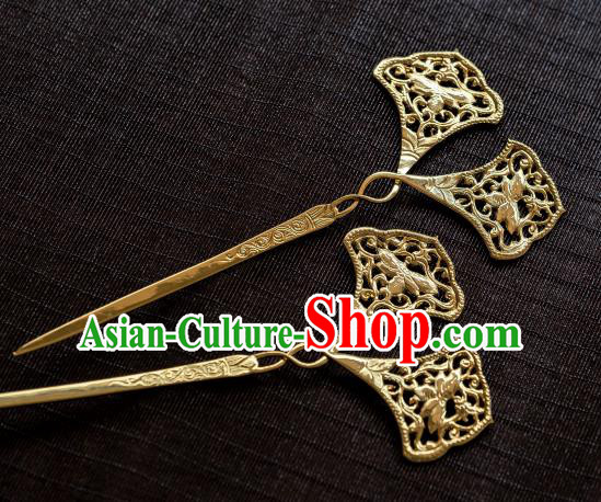 China Ancient Princess Ginkgo Leaf Hairpin Tang Dynasty Hair Clip Traditional Hanfu Hair Accessories Gilding Hair Stick