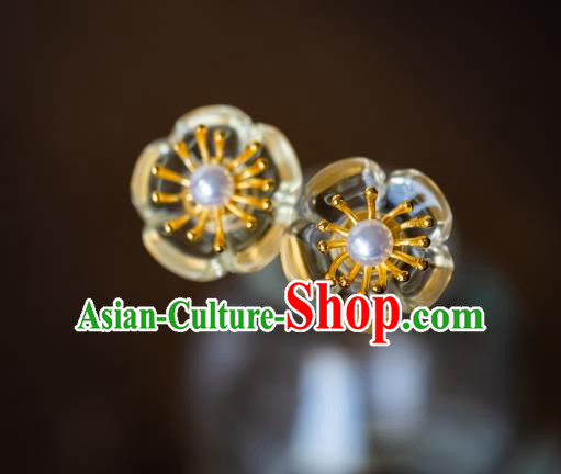 China Ancient Princess Plum Blossom Hairpin Traditional Court Hanfu Hair Accessories Ming Dynasty Crystal Hair Clip