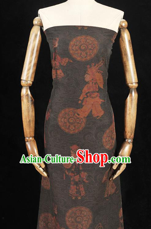 Top Grade Chinese Traditional Court Lady Pattern Silk Drapery Cheongsam Gambiered Guangdong Gauze Craquelure Fabric